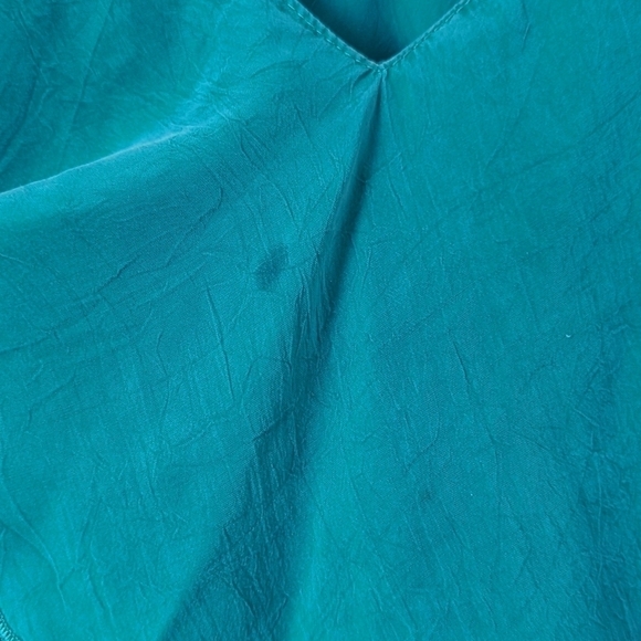 Click by Color Me Cotton 90's Vintage Flowy Layered Chiffon V-neck Tank Top Teal - Picture 4 of 11